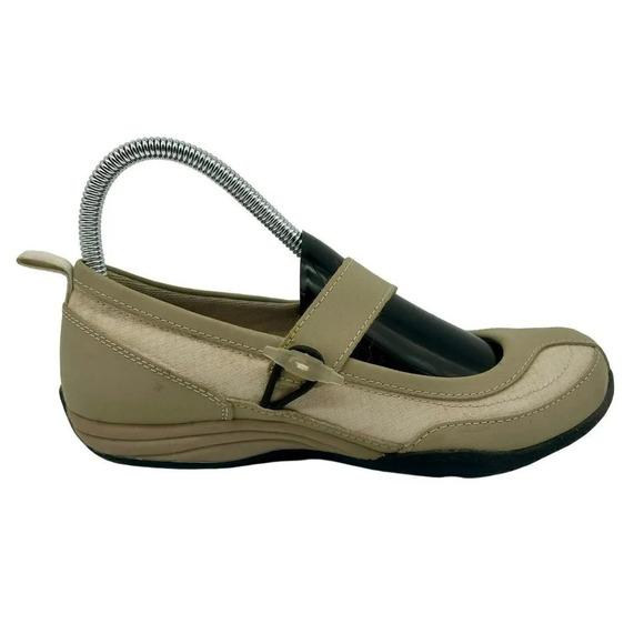 Lands' End Comfort Shoes Women 6 Wide Mary Jane Rubber Grip Sole Beige Tan - Picture 1 of 7